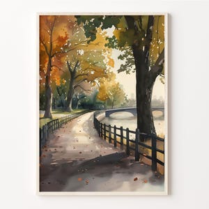 London Park Watercolor Painting, Bishops Park Fulham Poster, Wall Art, Hammersmith Print, River Thames, Gift Idea, C30-986