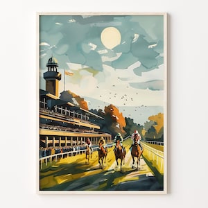 Goodwood Racecourse Watercolor Painting, UK Wall Art, Goodwood Poster, Racing Print, Birthday Present, Wedding Gift, C30-417