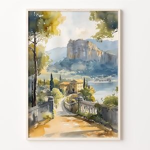 Watercolor Painting of Sigiriya, Sri Lanka Wall Art, Traditional Travel Poster, Unique Birthday Gift, Wedding Present, C30-842