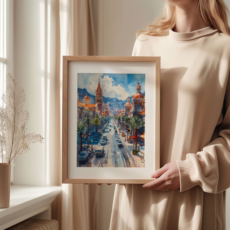 Las Vegas Watercolor Painting: City Skyline Art Print image 6