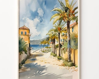 Key West Watercolor Painting: Florida Keys Travel Art Print
