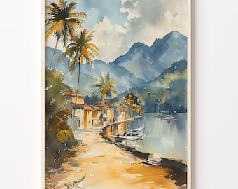 Philippines Watercolor Painting: Tropical Island Art Print