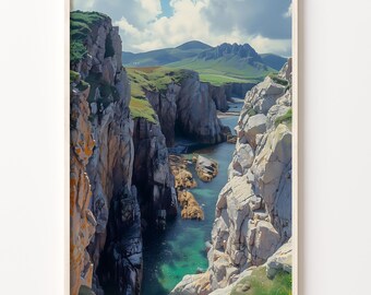 Watercolor Painting, Landscape Wall Art, Pembrokeshire Print, Nature Poster, Home Decor, Wall Hanging, C30-507