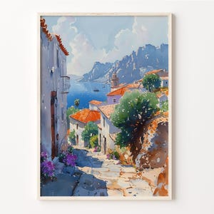 Pintura de acuarela de Rodas, impresión de viaje a Grecia, póster de ciudad, arte mural, regalo de boda, regalo de cumpleaños, C30-609