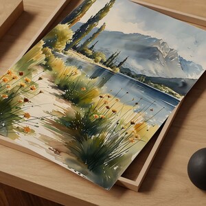 Lake Taupo Watercolor Print: New Zealand Travel Art image 7