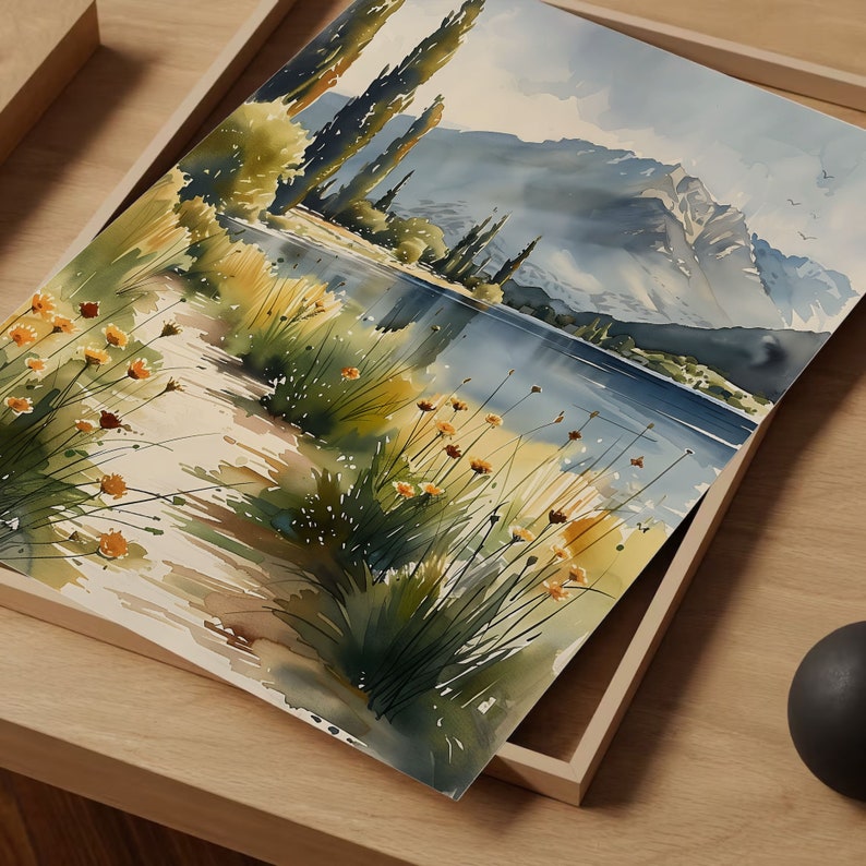 Lake Taupo Watercolor Print: New Zealand Travel Art image 7