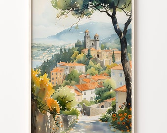 Sintra Portugal Watercolor Painting: Travel Home Decor