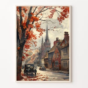 Salisbury England Watercolor Print: Vintage Travel Poster