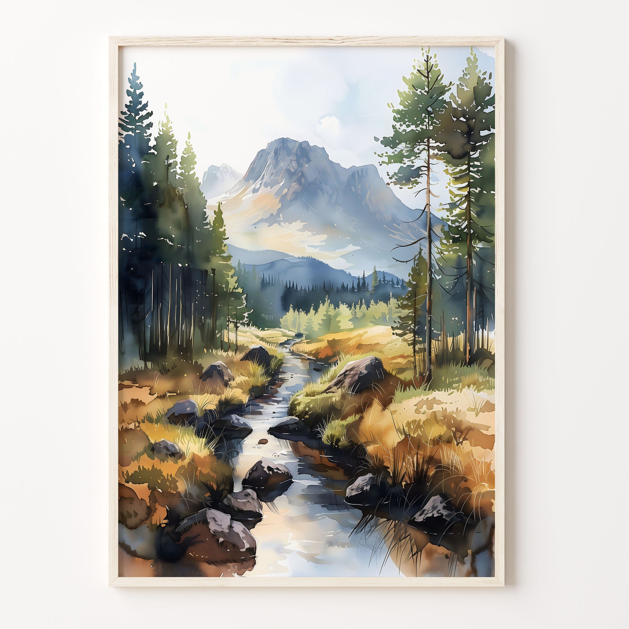 Scottish Highlands Watercolor Painting, Wall Art Poster, Birthday Present, Wedding Anniversary Gift, C30-382