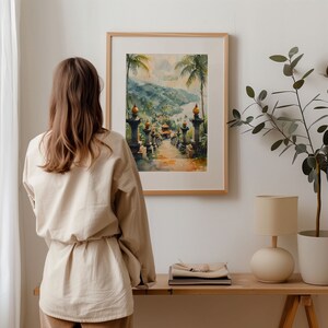 Bali Watercolor Painting: Mid-Century Modern Indonesia Travel Poster image 4