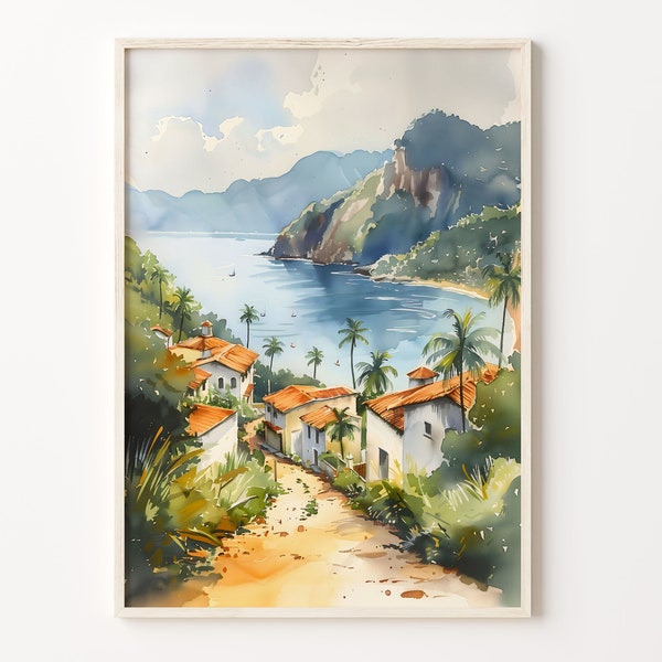 Trinidad and Tobago Watercolor Painting: Caribbean Wall Art Print