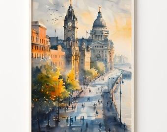 Eiffel Tower Watercolor Painting: Paris France Travel Poster