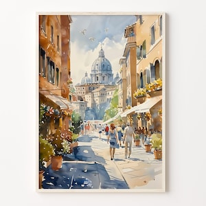 Rome Watercolor Painting, Italy Wall Art, Rome Poster, Italy Print, Rome Wall Art, Watercolor Poster, C30-74