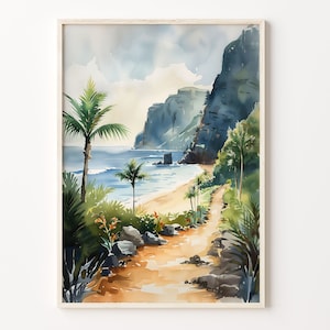 Big Island Aquarell, Hawaii Wandbild, Haus Deko Poster, Geschenk für Kunstliebhaber, Big Island Kunstwerk, C30-458
