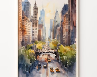 Chicago Watercolor Painting, Chicago Wall Art, Chicago Poster, Wall Art Chicago, Illinois Wall Decor, Art Lovers Gift, C30-207
