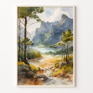La Réunion National Park Watercolor Painting, Travel Print, Wall Art, Poster, Home Décor, Gift for Art Lovers, C30-974