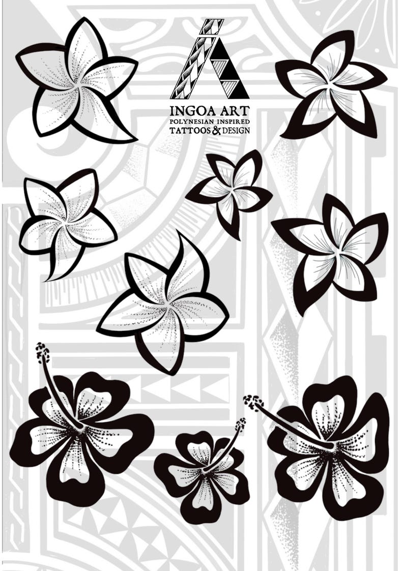 Polynesian Flowers Tattoo Design - Etsy