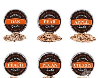 6 Cocktail Smoker Chip Flavors - Apple, Cherry, Pear, Peach, Pecan, and Oak