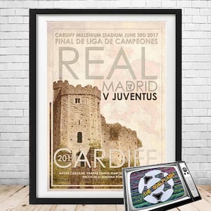 REAL MADRID Europeans Cup/ Champions League Final 2017 retro style illustrated print A3/A4
