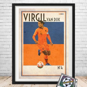 VIRGIL VAN DIJK impressão artística ilustrada estilo retro A4 ou A3