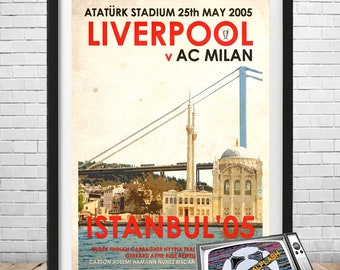 LIVERPOOL FC ESTAMBUL 2005 Champions League Impresión ilustrada de estilo retro