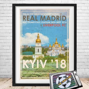 REAL MADRID 2018 European Cup /Champions League retro style illustrated A3/A4 print unframed