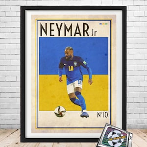 NEYMAR JR Retro style illustrated art print A3 or A4 size