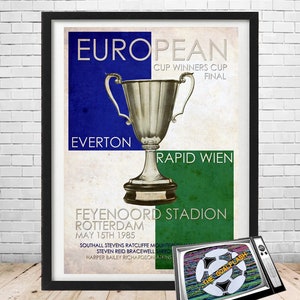 EVERTON FC FC Finale de la coupe des vainqueurs de coupe européenne 1985 Impression illustrée de style rétro