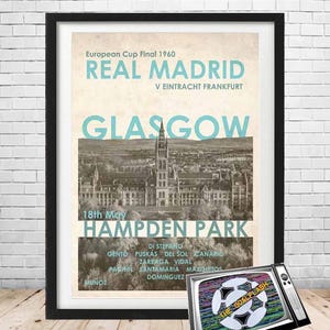 REAL MADRID 1960 European Cup /Champions League retro style illustrated A3/A4 print unframed