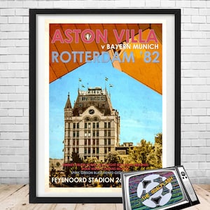 ASTON VILLA Europapokal 1982 Final Rotterdam Retro-Stil illustrierter Druck