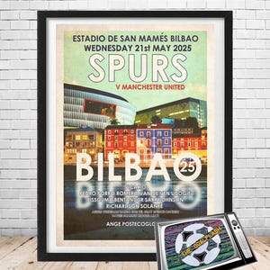TOTTENHAM HOTSPUR europa league winners 2025 retro style illustrated print A3 or A4 UNFRAMED