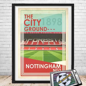 Nottingham Forest illustrierter Druck A3 oder A4 UNGERAHMT