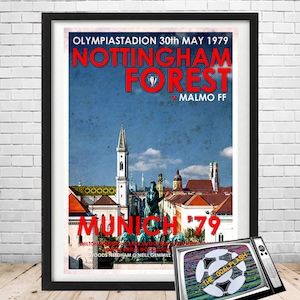 NOTTINGHAM FOREST European cup 1979 Final Munich retro style illustrated print