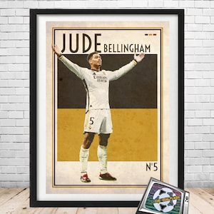 JUDE BELLINGHAM real madrid retro style illustrated art print A3 or A4 size