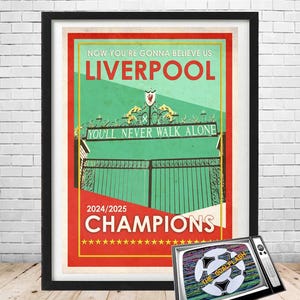 LIVERPOOL FC CHAMPIONS 2025 Retro style illustrated art print A3 or A4