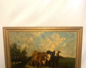 Óleo sobre lienzo original antiguo de Lyle Durgin, fechado y firmado, 1899.