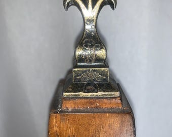 Vintage Wooden Leatherbound Obelisk With Ornate Finial - Etsy