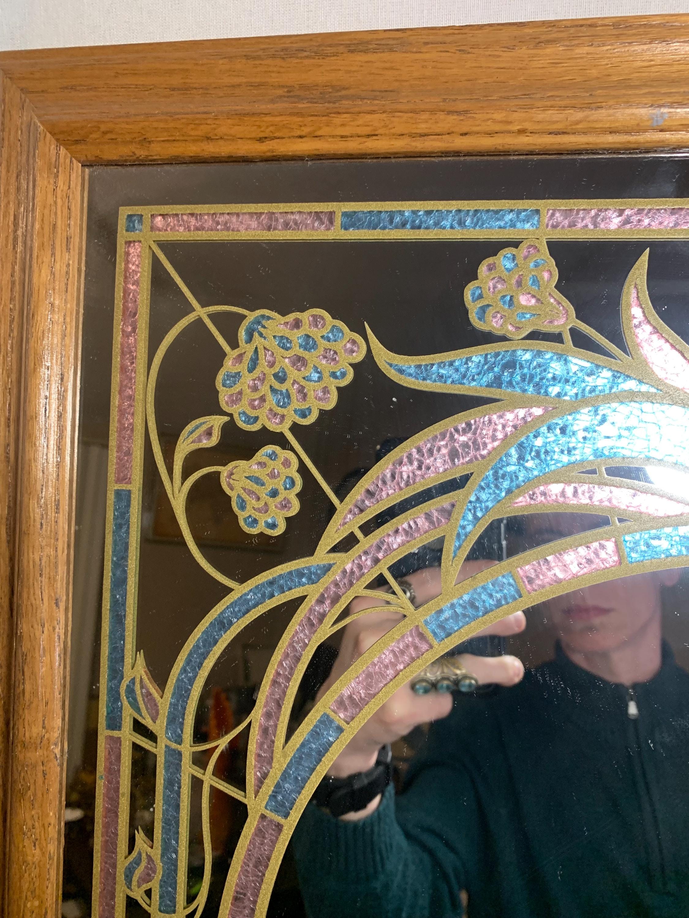Vintage 1980's Windsor Art Faux Stained Glass Mirror 35”X21” - Etsy