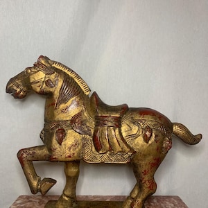 Antique Chinese Carved&Gilted Wooden Horse Sculpture