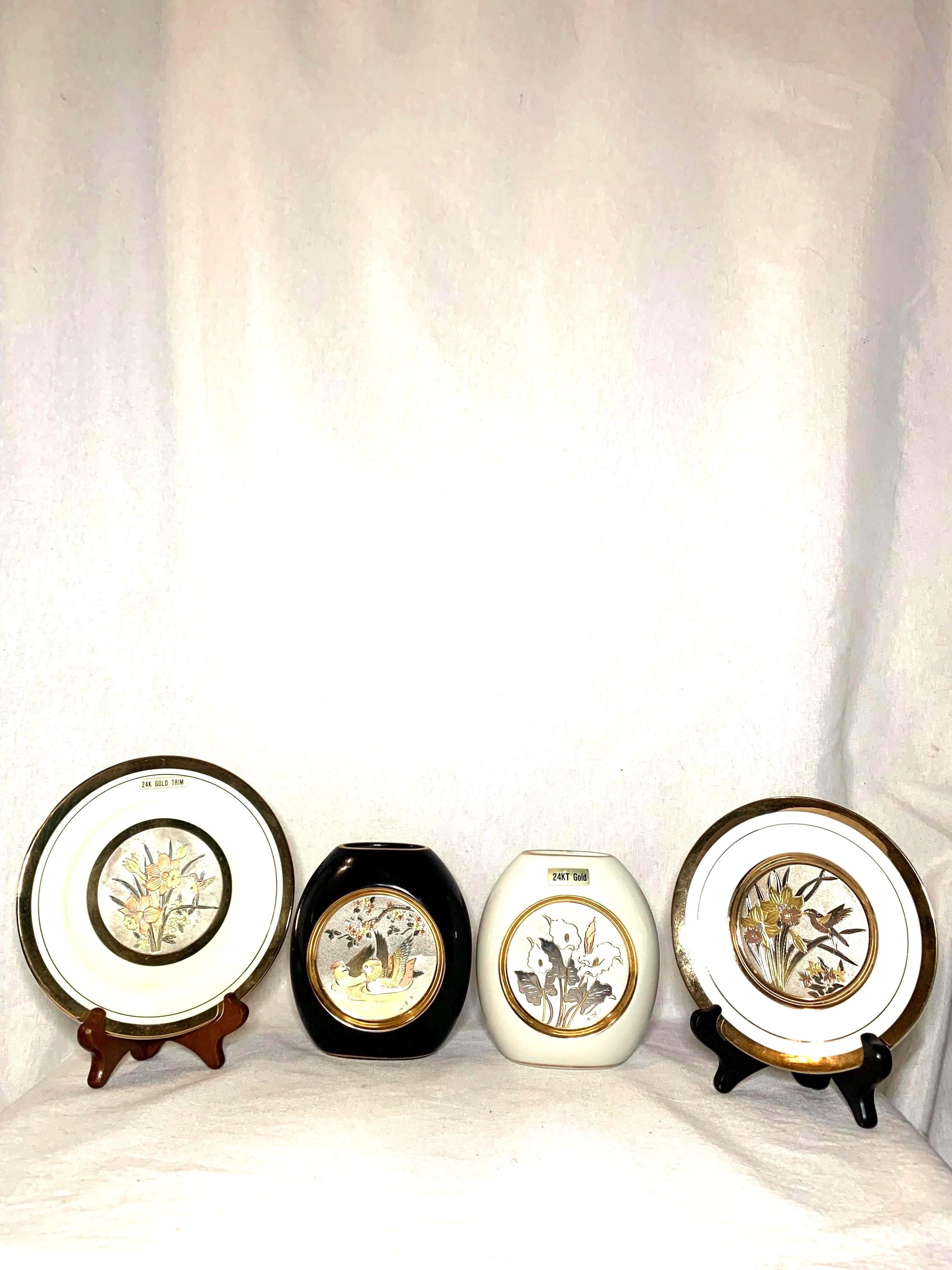 Vintage Japanese 24k Gold With Sterling Silver Chokin Art Set - Etsy