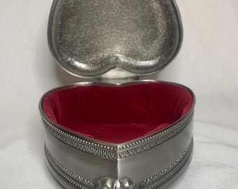 Mid Century 1940’s Lion Footed Heart Shaped Pewter Jewelry Box