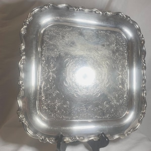 Beautiful Vintage Square Silverplated Platter by Oneida U.S.A.