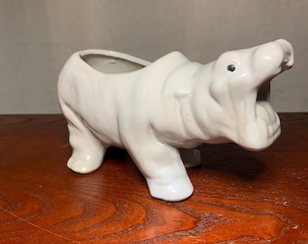 Vintage Ceramic Hippo Planter