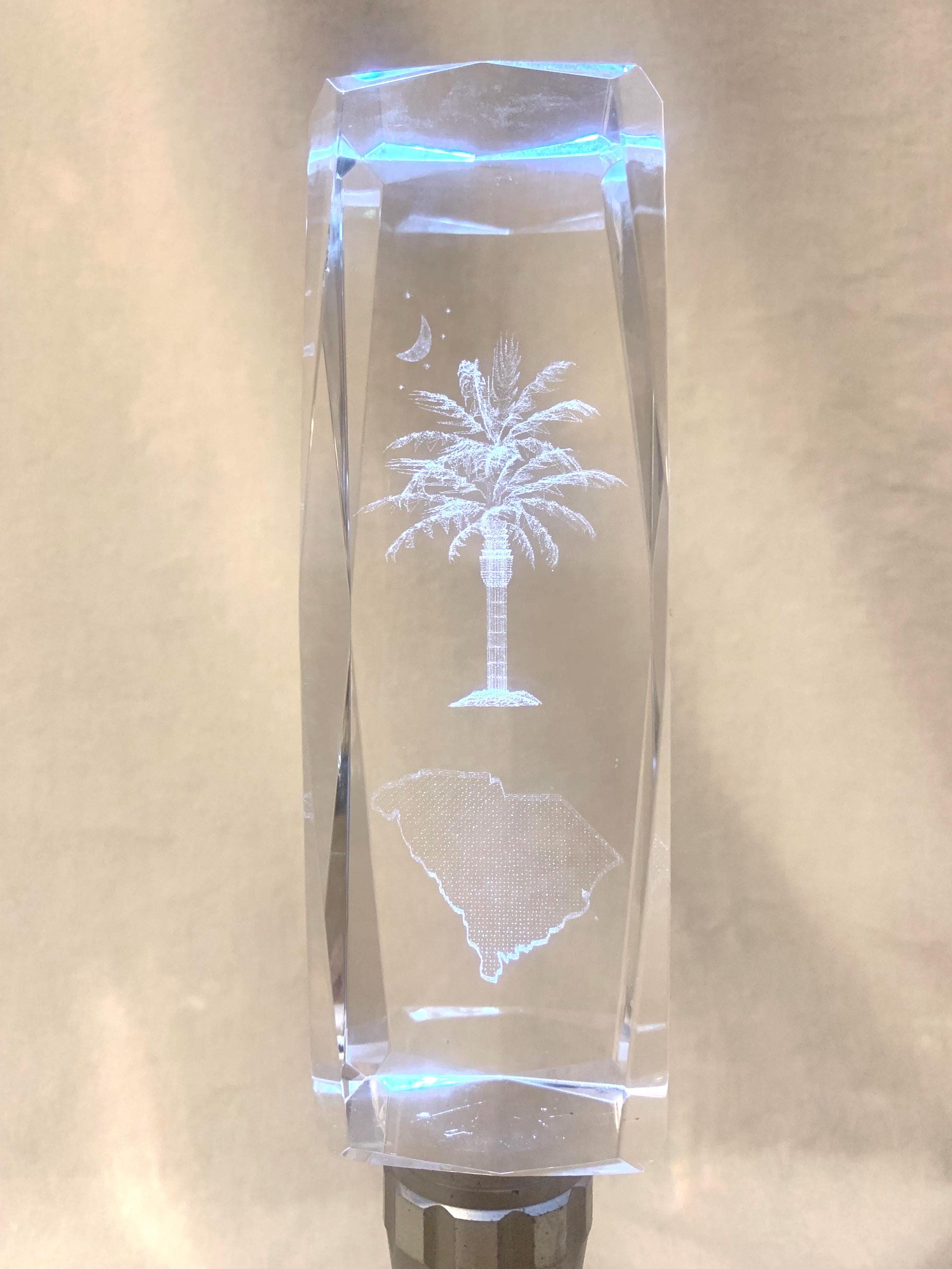 Vintage 3D Laser Etched Crystal (South Carolina)
