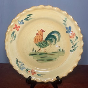 Vintage Set Of Farmhouse Yellow Rooster Plates&Tray