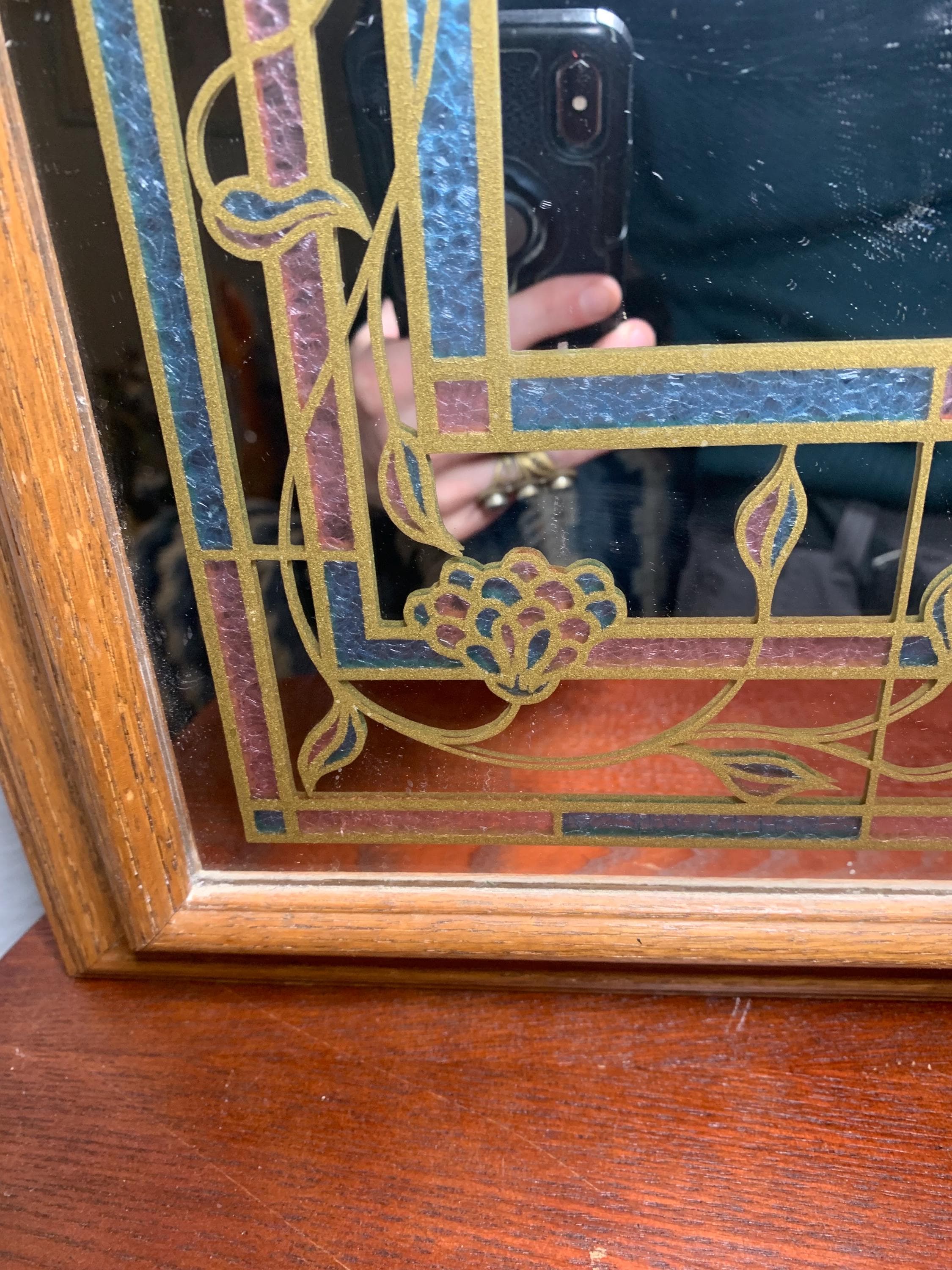 Vintage 1980's Windsor Art Faux Stained Glass Mirror 35”X21” - Etsy