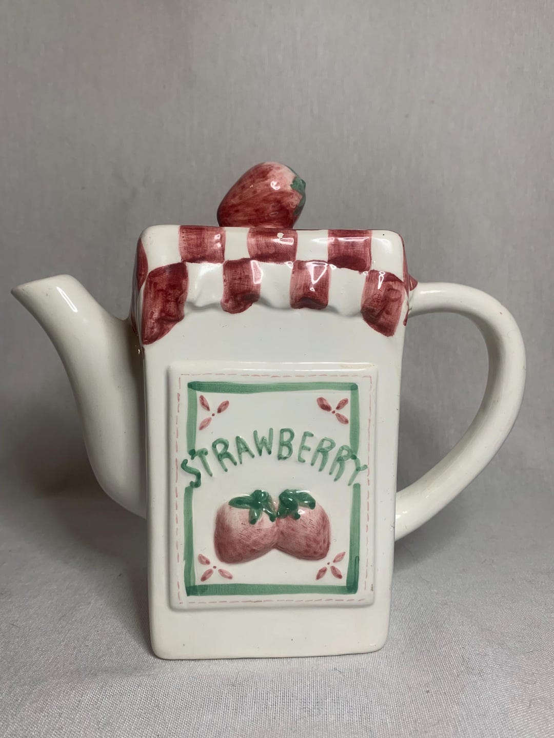 Vintage Rectangular Strawberry Teapot - Etsy