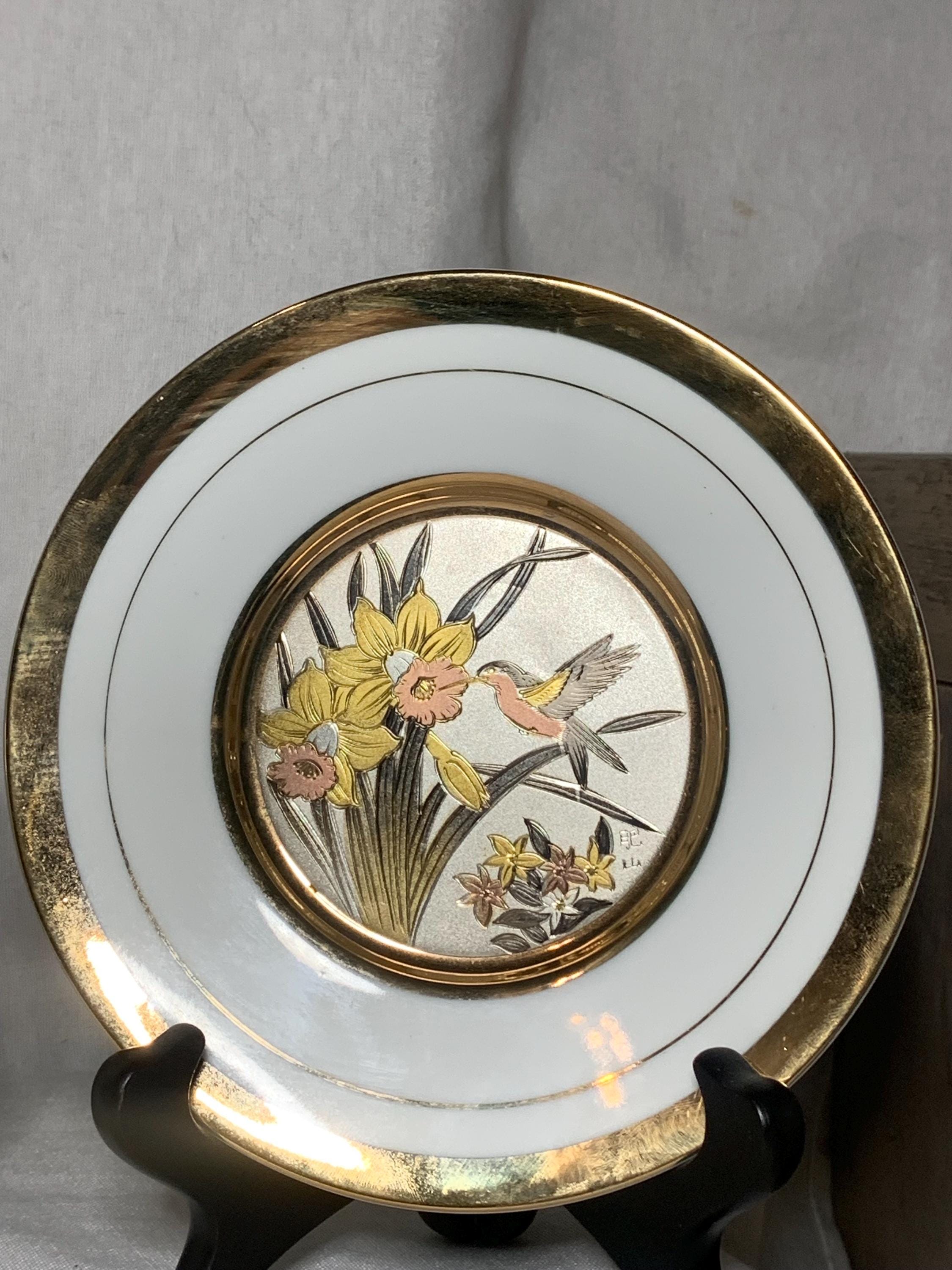 Vintage Japanese 24k Gold With Sterling Silver Chokin Art Set - Etsy