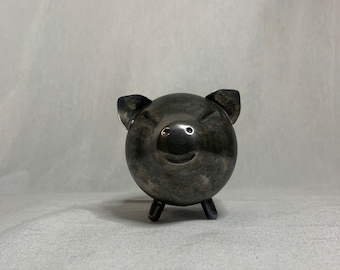 Vintage 1970er Jahre versilbertes Lunt Sparschwein.