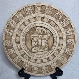 Vintage Mayan Aztec Haab Tzolkin Calander In Aged Stone